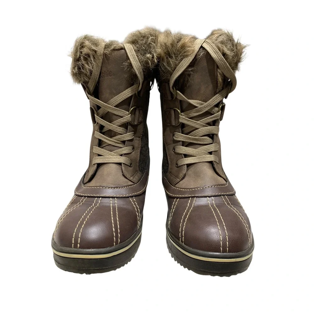 Northside Brookelle Polar Womens Snow Boots Chocolate Brown Faux Fur Size 9 NEW